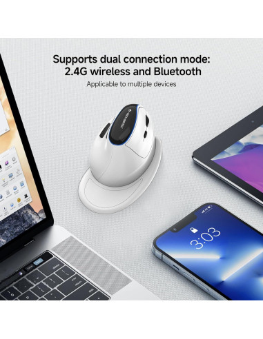 J-Tech Digital Ratón Inalámbrico Ergonómico V638W Blanco