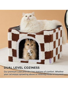 Casa para Gatos Lesure Plegable 42x42x33 cm Cuadrados Marrones 2