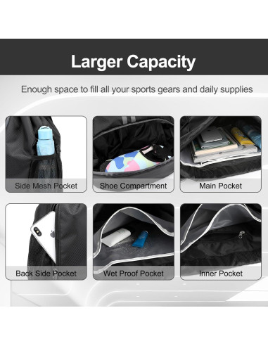 Mochila Deportiva Hoedia con Cuerda 22L Impermeable Unisex
