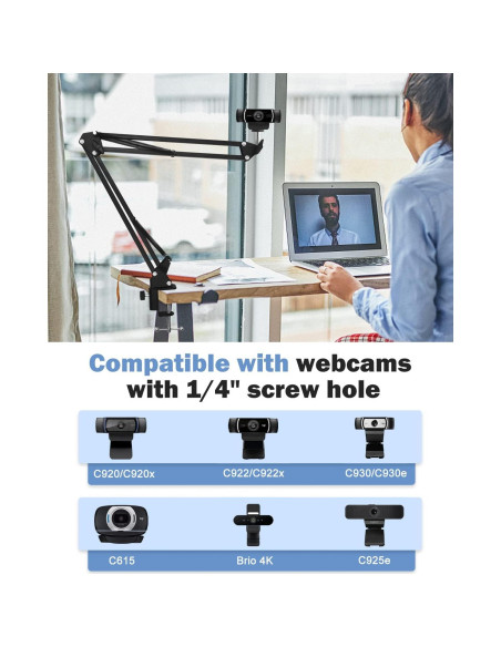Soporte de Webcam Ajustable Boseen con Abrazadera para Escritorio Soporte de Webcam Ajustable Boseen con Abrazadera para Escritorio
