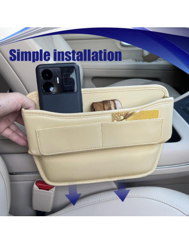 Organizador de Espacio para Asiento de Auto PACLVIO Beige Cuero