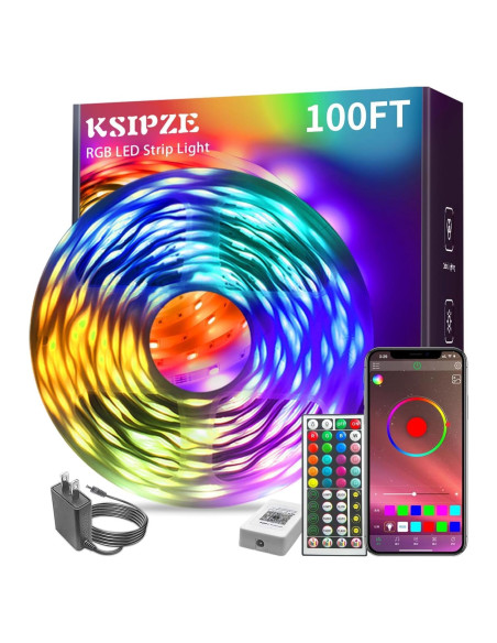 Tira LED RGB KSIPZE 30,48 m Control Bluetooth Música Tira LED RGB KSIPZE 30,48 m Control Bluetooth Música