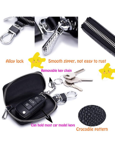 Funda de Llave de Coche de Cuero Negro Universal