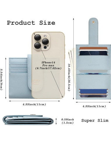 Cartera Bifold GEEAD para Mujeres Minimalista Azul