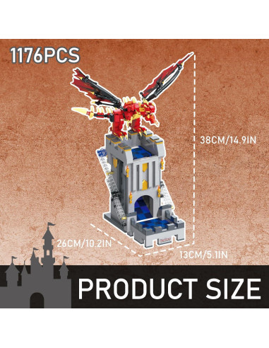 Conjunto de Bloques Dragón Rojo Torre 1176 Piezas OurRemenberance