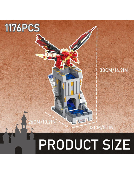 Conjunto de Bloques Dragón Rojo Torre 1176 Piezas OurRemenberance Conjunto de Bloques Dragón Rojo Torre 1176 Piezas OurRemenberance