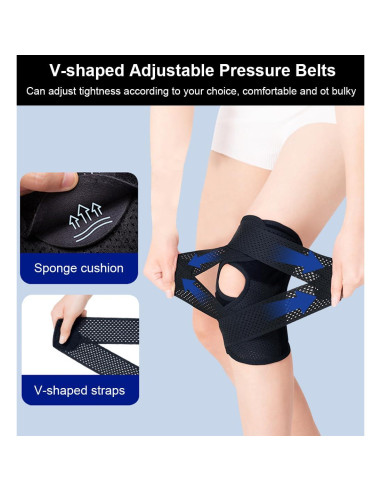 Freno de Rodilla SUJAYU Ajustable con Estabilizadores - Negro M