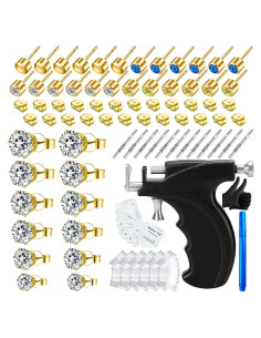Kit de Perforación de Orejas Zygc con 12 Aretes CZ Dorados