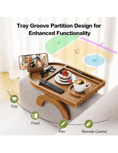 Bandeja para Brazo de Sofá Wisreach de Acacia 38x26 cm 2