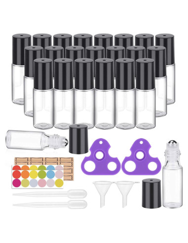 Botellas de Rodillo de Aceite Esencial Easytle 24 Pack 5ml