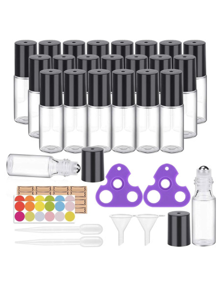 Botellas de Rodillo de Aceite Esencial Easytle 24 Pack 5ml Botellas de Rodillo de Aceite Esencial Easytle 24 Pack 5ml