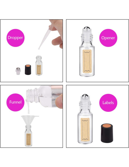 Botellas de Rodillo de Aceite Esencial Easytle 24 Pack 5ml Botellas de Rodillo de Aceite Esencial Easytle 24 Pack 5ml