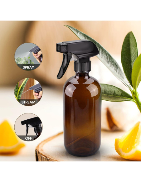 Botella de Spray de Vidrio Ámbar Wedama 480ml Ajustable Botella de Spray de Vidrio Ámbar Wedama 480ml Ajustable
