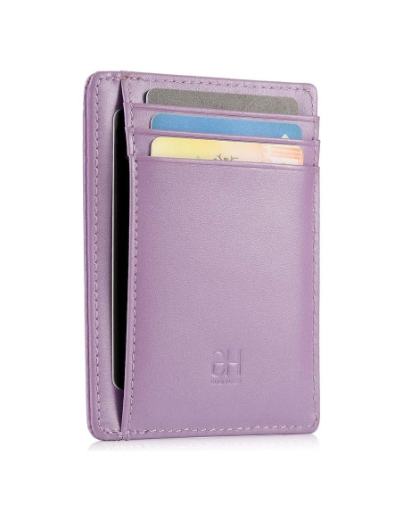 Tarjetero delgado RFID de cuero minimalista para mujeres Tarjetero delgado RFID de cuero minimalista para mujeres
