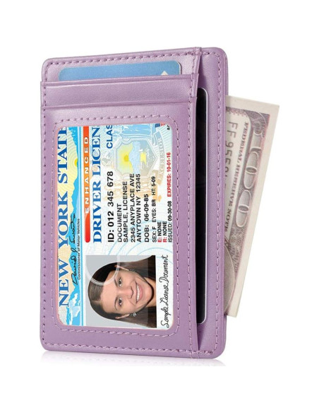 Tarjetero delgado RFID de cuero minimalista para mujeres Tarjetero delgado RFID de cuero minimalista para mujeres