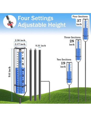 Pluviómetro Exterior WANTELFOR 18 cm Ajustable a Prueba de Heladas