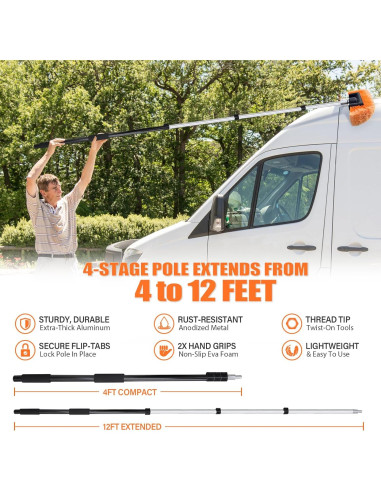 Kit de Limpieza de Autos ARTIPOLY con Poste de 3.66m