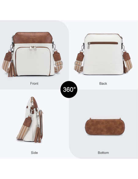 Bolso Cruzado Mujer ROU5225 Marrón Beige Cuero Suave Bolso Cruzado Mujer ROU5225 Marrón Beige Cuero Suave