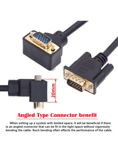 Cable VGA Chenyang 1.0M Macho a Macho 1080P Ángulo 90