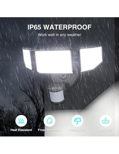 Luz de Seguridad LED 85W Abovizo con Sensor de Movimiento IP65