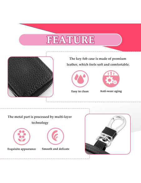 Funda de Llave de Coche CXCCOI Universal Cuero Negro Funda de Llave de Coche CXCCOI Universal Cuero Negro