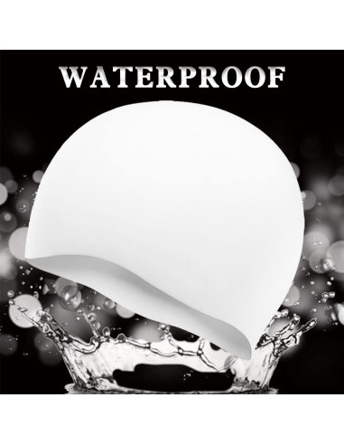 Gorro de natación de silicona Uttpll para cabello largo - Negro