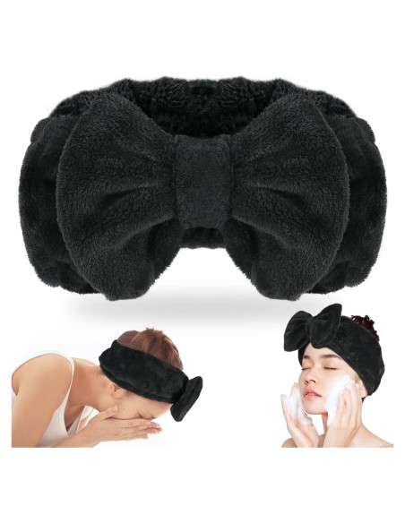 Cinta para la cabeza Shintop Spa negra de felpa coral 12x21 cm Cinta para la cabeza Shintop Spa negra de felpa coral 12x21 cm