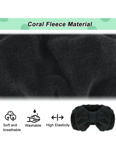Cinta para la cabeza Shintop Spa negra de felpa coral 12x21 cm
