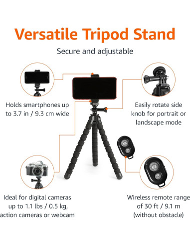Trípode flexible Amazon Basics con control remoto 70.96 cm