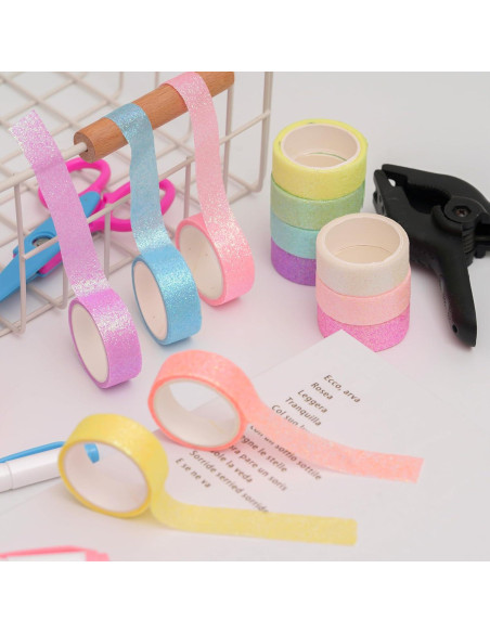 Conjunto de Cinta Washi Brillante YUBX 12 Rollos 15mm x 2m Conjunto de Cinta Washi Brillante YUBX 12 Rollos 15mm x 2m