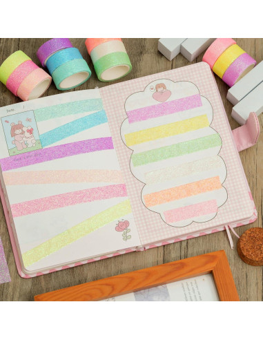Conjunto de Cinta Washi Brillante YUBX 12 Rollos 15mm x 2m