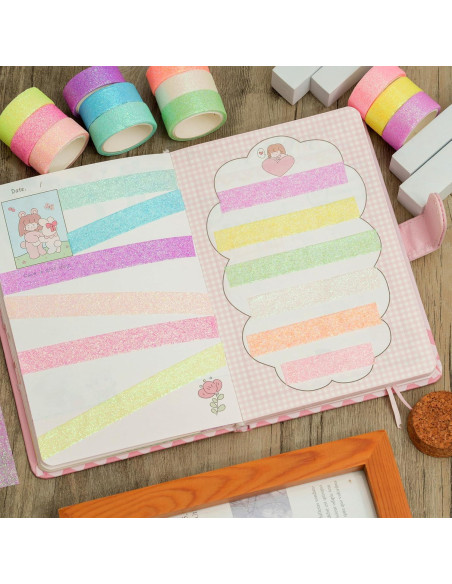 Conjunto de Cinta Washi Brillante YUBX 12 Rollos 15mm x 2m Conjunto de Cinta Washi Brillante YUBX 12 Rollos 15mm x 2m