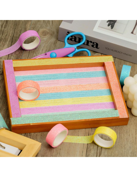 Conjunto de Cinta Washi Brillante YUBX 12 Rollos 15mm x 2m Conjunto de Cinta Washi Brillante YUBX 12 Rollos 15mm x 2m