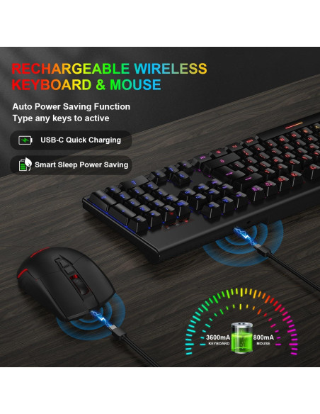 Combo Teclado y Ratón Gaming Inalámbrico BlueFinger RGB Combo Teclado y Ratón Gaming Inalámbrico BlueFinger RGB