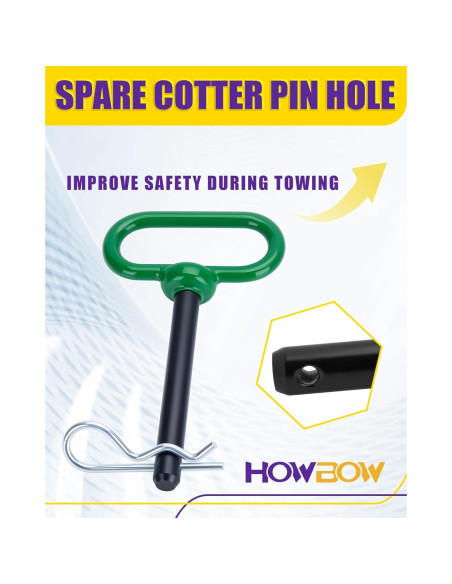 Pin de Enganche de Remolque HOWBOW 1/2" con Mango Verde Pin de Enganche de Remolque HOWBOW 1/2" con Mango Verde