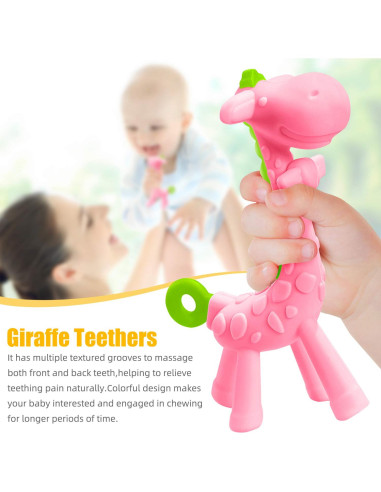 Mordedor y Chupete de Silicona Orgánica Care Global Rosa