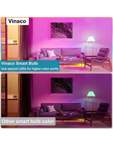 Bombilla LED Inteligente Vinaco A19 9W RGB E26 Control Alexa Bombilla LED Inteligente Vinaco A19 9W RGB E26 Control Alexa