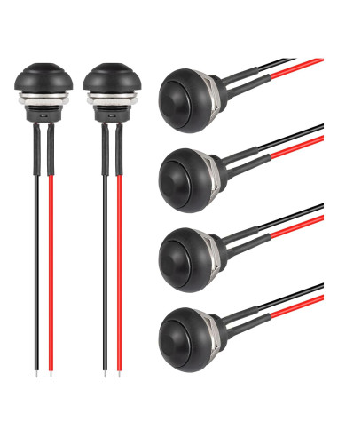 Interruptor Momentáneo Impermeable VEXUNGA 12MM Negro 6Pcs