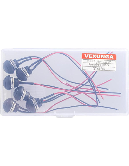 Interruptor Momentáneo Impermeable VEXUNGA 12MM Negro 6Pcs Interruptor Momentáneo Impermeable VEXUNGA 12MM Negro 6Pcs