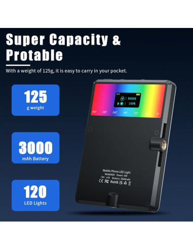 Luz Selfie RGB Youlisn 90 LED Regulable 2500K-8500K