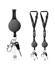 Paquete de 2 Lanyards Ajustables Retráctiles UpUGo Negro