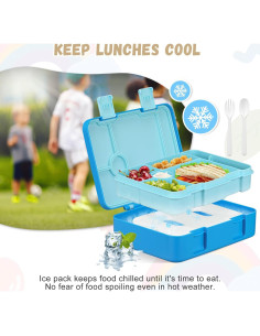 Caja de Almuerzo Bento LAUJIA Azul 5 Compartimentos A Prueba de Fugas 2