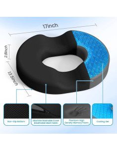 Cojín de Asiento Donut CushZone - Espuma Viscoelástica 43 cm 2