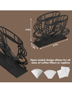Soporte para Filtros de Café Homakover Metal Negro 13x10 cm 2