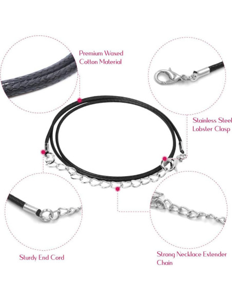 Cordones de Collar Selizo 100 Piezas Negro 1.5mm 50.8cm Cordones de Collar Selizo 100 Piezas Negro 1.5mm 50.8cm