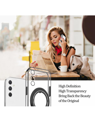 Funda Silicona Samsung Galaxy A55 con Soporte Magnético Negro