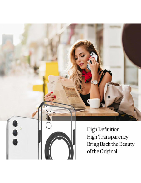 Funda Silicona Samsung Galaxy A55 con Soporte Magnético Negro