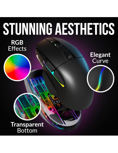 Ratón Gaming Inalámbrico KLIM Blaze X 2024 + 12000 DPI + Negro