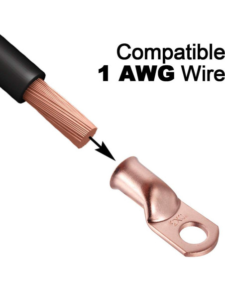 8 Conectores de Terminales de Anillo de Cobre 1 AWG 9.53 mm ANCIRS 8 Conectores de Terminales de Anillo de Cobre 1 AWG 9.53 mm ANCIRS
