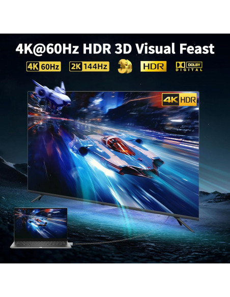 Adaptador DisplayPort a HDMI 4K 60Hz LUKFOCAB 0.5M Adaptador DisplayPort a HDMI 4K 60Hz LUKFOCAB 0.5M